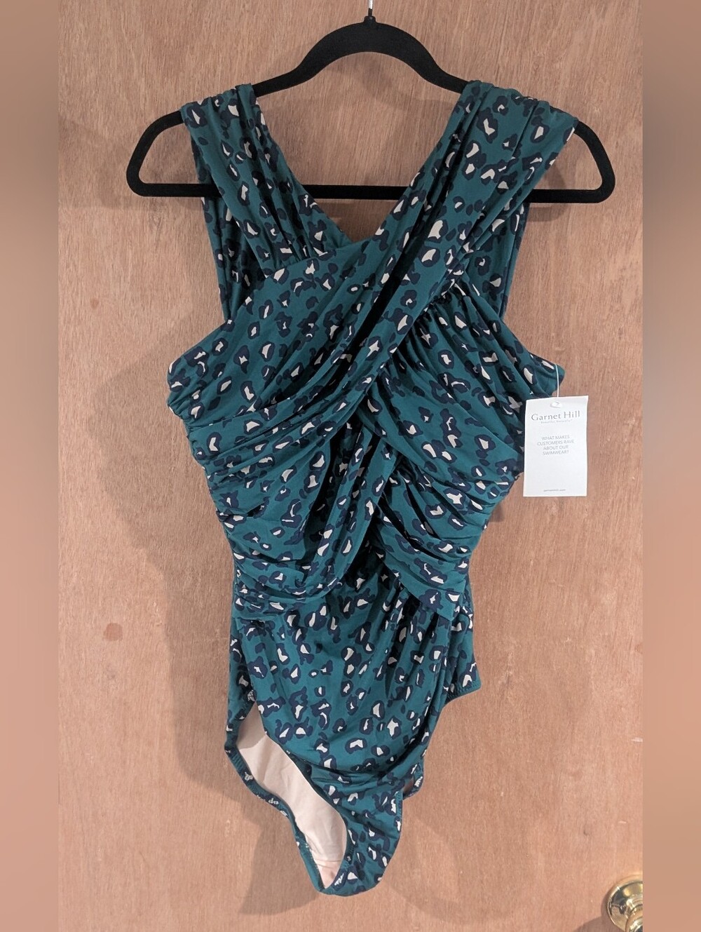 Garnet Hill Teal Leopard-Print Women's One-Piece Swimsuit